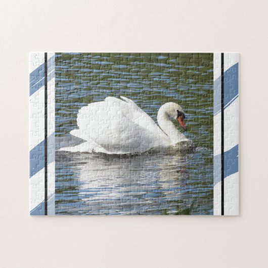 Mute Swan mit Blue Stripes Jigsaw Puzzle (Horizontal)