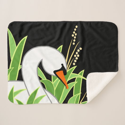 Mute Swan On Black Sherpadecke (Vorderseite (Horizontal))