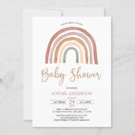 Mute Tones Boho Rainbow Baby Shower Einladung