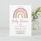 Mute Tones Boho Rainbow Baby Shower Einladung (Stehend Vorderseite)