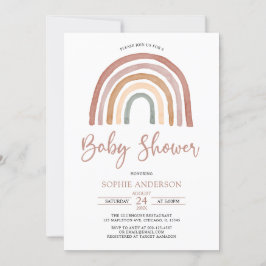 Mute Tones Boho Rainbow Baby Shower Einladung