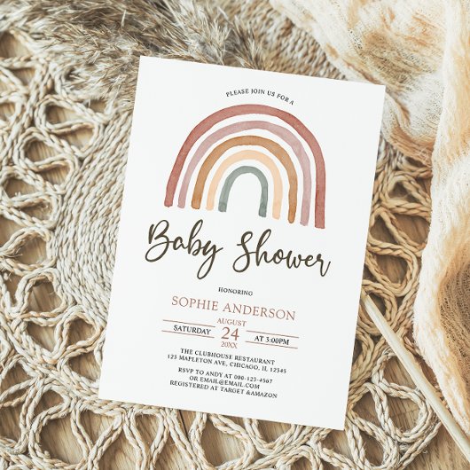 Mute Tones Boho Rainbow Baby Shower Einladung