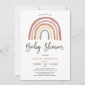 Mute Tones Boho Rainbow Baby Shower Einladung (Vorderseite)