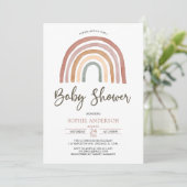 Mute Tones Boho Rainbow Baby Shower Einladung (Stehend Vorderseite)