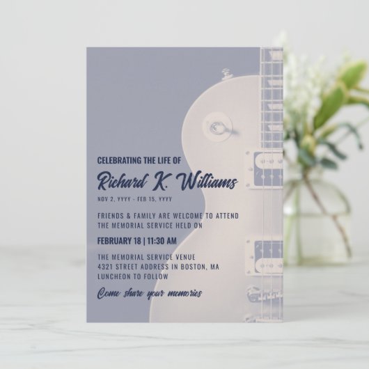 Mute Tones Gitarre feiert das Leben Einladung (Stehend Vorderseite)