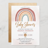 Mute Tones Pastel Boho Rainbow Baby Shower Einladung (Vorne/Hinten)
