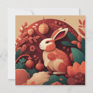 Mute Tones Rabbit Chinesisch Neujahrseinladung Einladung
