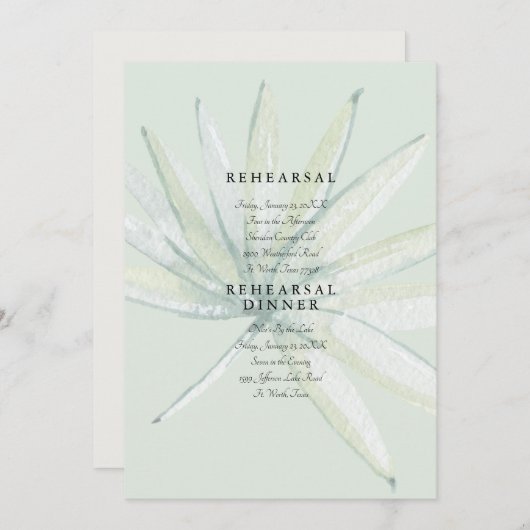 Mute tropische Foliage-Hochzeitsminze-Probe Einladung (Vorne/Hinten)