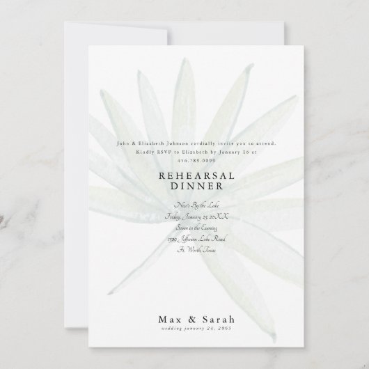 Mute Tropische Hochzeitsstimmung Probe Einladung (Vorderseite)