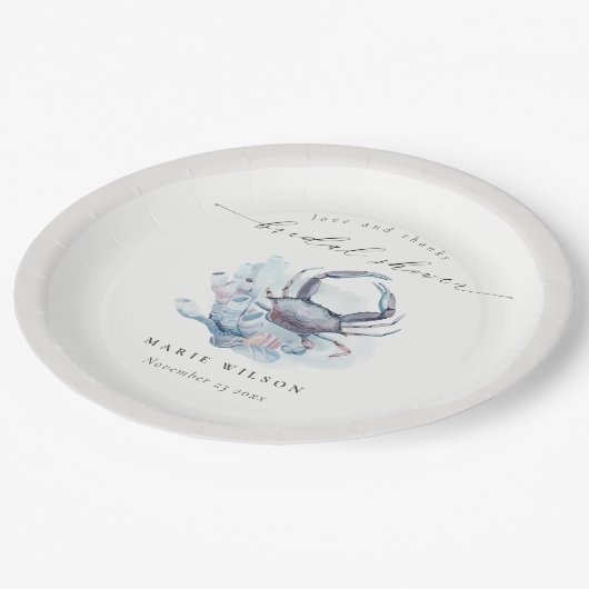 Mute Unterwasser-Krebskorbe Nautisches Brautparty Pappteller (Schrägansicht)