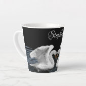 Mute White Swan Mirror Image Animal Fotografie Milchtasse (Linke Ecke)