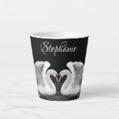 Mute White Swan Mirror Image Animal Fotografie Milchtasse (Vorderseite)