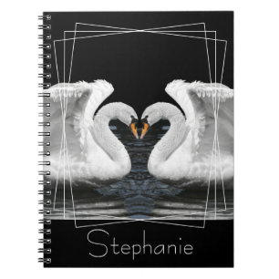 Mute White Swan Mirror Image Animal Fotografie Notizblock