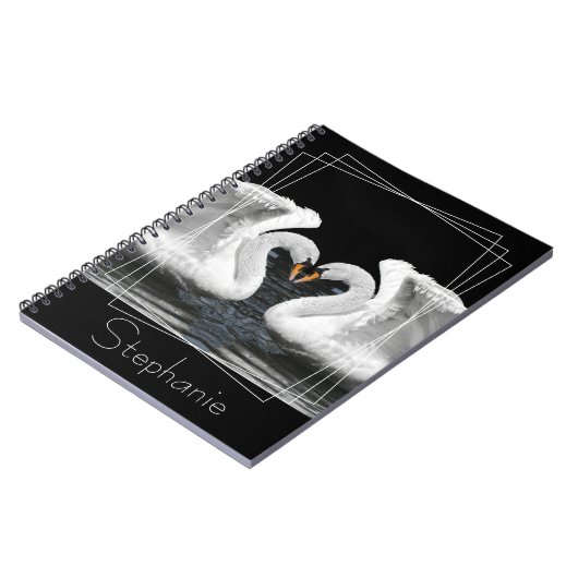 Mute White Swan Mirror Image Animal Fotografy Notizblock (Linke Seite)