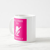 "Mute You yourself"-Zitat auf Pink Kaffeetasse (Vorderseite Links)