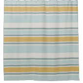 Muted Blue and Mustard Modern Stripe Bathroom Duschvorhang (Vorderseite)