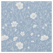Muted Blue And White Wildflower Pattern Stoff (Nahaufnahme)