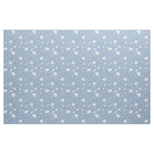 Muted Blue And White Wildflower Pattern Stoff (Fat Quarter (45,7 x 55,9 cm))