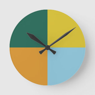 Muted Blue Green Yellow Orange Combination Runde Wanduhr