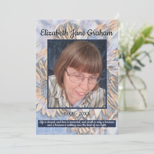 Muted Blue Sunflower Art | Photo | Funeral     Programm (Stehend Vorderseite)