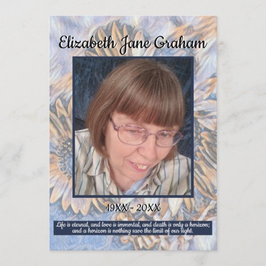 Muted Blue Sunflower Art | Photo | Funeral     Programm (Vorderseite)