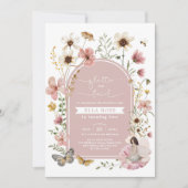 Muted Blush Boho Fairy Wildflower Girl Birthday Einladung (Vorderseite)