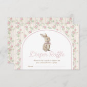 Muted Blush Bunny Rabbit Baby Shower Diaper Raffle Begleitkarte (Vorne/Hinten)