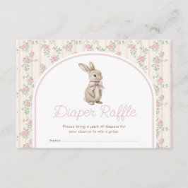 Muted Blush Bunny Rabbit Baby Shower Diaper Raffle Begleitkarte