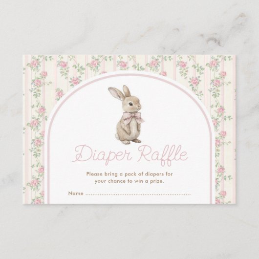 Muted Blush Bunny Rabbit Baby Shower Diaper Raffle Begleitkarte (Vorderseite)