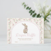 Muted Blush Bunny Rabbit Baby Shower Diaper Raffle Begleitkarte (Stehend Vorderseite)