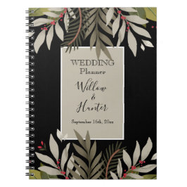 Muted Botanicals on Black Wedding Planner Notizblock