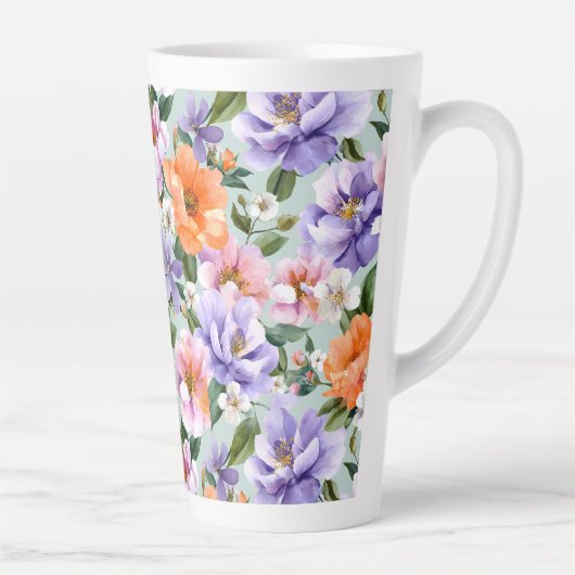 Muted Colorful Flowers Boho flower Milchtasse (Rechts)