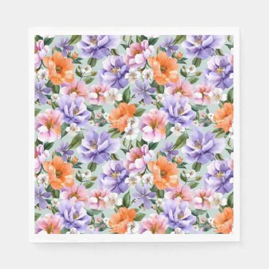 Muted Colorful Flowers Boho flower Serviette (Vorderseite)