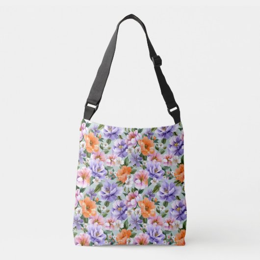 Muted Colorful Flowers Boho flower  Tragetaschen Mit Langen Trägern (Vorderseite)