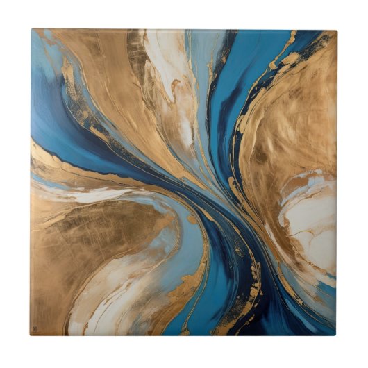 Muted Copper and blue marble abstract Fliese (Vorderseite)