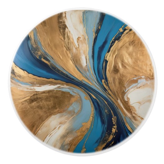 Muted Copper and blue marble abstract Keramikknauf (Vorderseite)
