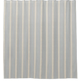 Muted Distressed Blue Farmhouse Ticking Stripe Duschvorhang