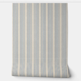 Muted Distressed Blue Farmhouse Ticking Stripe Tapete