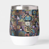 Muted Earthy Folk Art Patchwork Quilt (Rückseite)