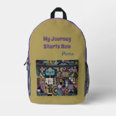 Muted Earthy Folk Art Patchwork Quilt Bedruckter Rucksack (Vorderseite)