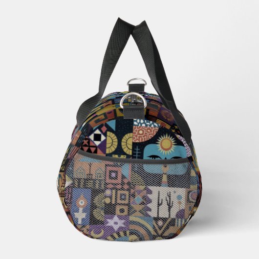 Muted Earthy Folk Art Patchwork Quilt Duffle Bag (Rechts)