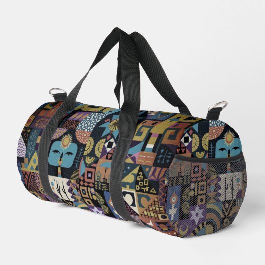 Muted Earthy Folk Art Patchwork Quilt Duffle Bag (Rechte Ecke)