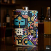 Muted Earthy Folk Art Patchwork Quilt Flachmann