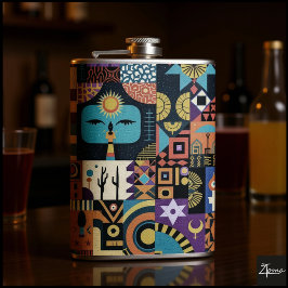 Muted Earthy Folk Art Patchwork Quilt Flachmann