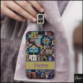 Muted Earthy Folk Art Patchwork Quilt Gepäckanhänger