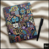 Muted Earthy Folk Art Patchwork Quilt Notizblock