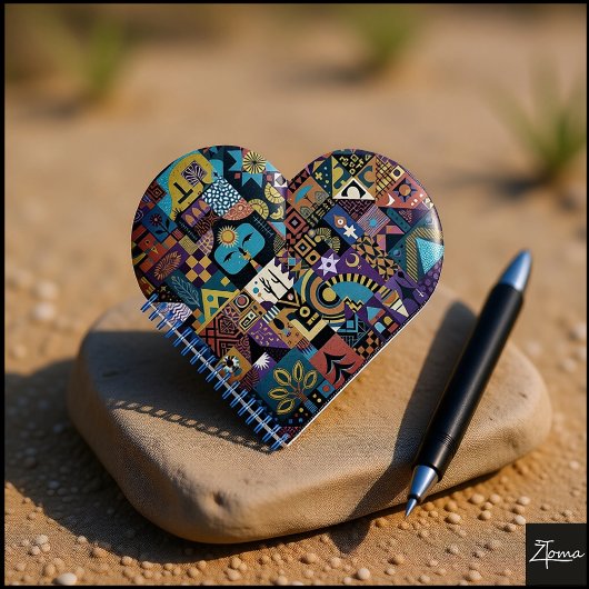 Muted Earthy Folk Art Patchwork Quilt Notizblock