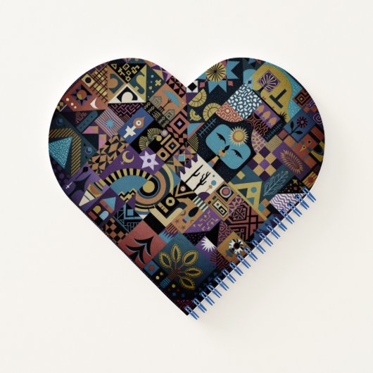 Muted Earthy Folk Art Patchwork Quilt Notizblock (Rückseite)