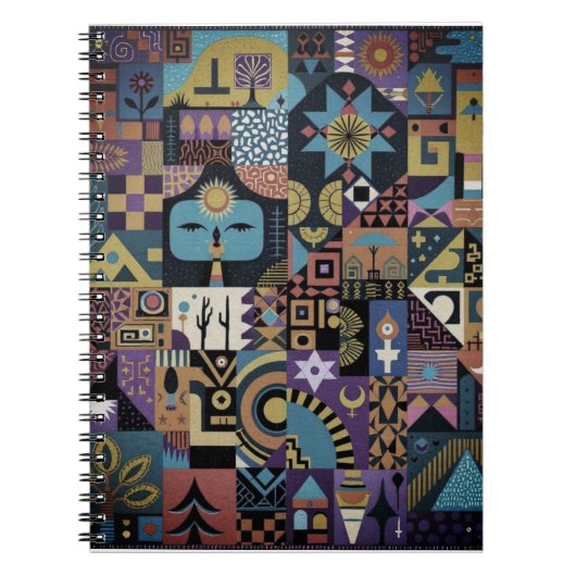 Muted Earthy Folk Art Patchwork Quilt Notizblock (Vorderseite)