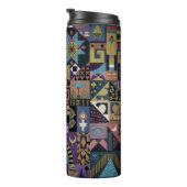 Muted Earthy Folk Art Patchwork Quilt Thermosbecher (Nach rechts gedreht)